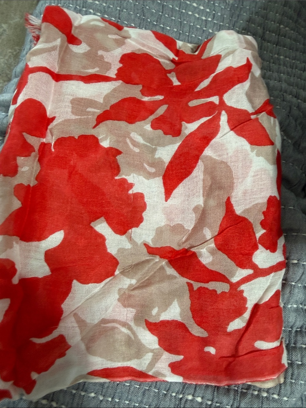 LOFT Orange and Tan Floral Scarf